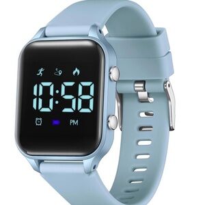 Light Blue Smart Fitness Watch – Silicone Band